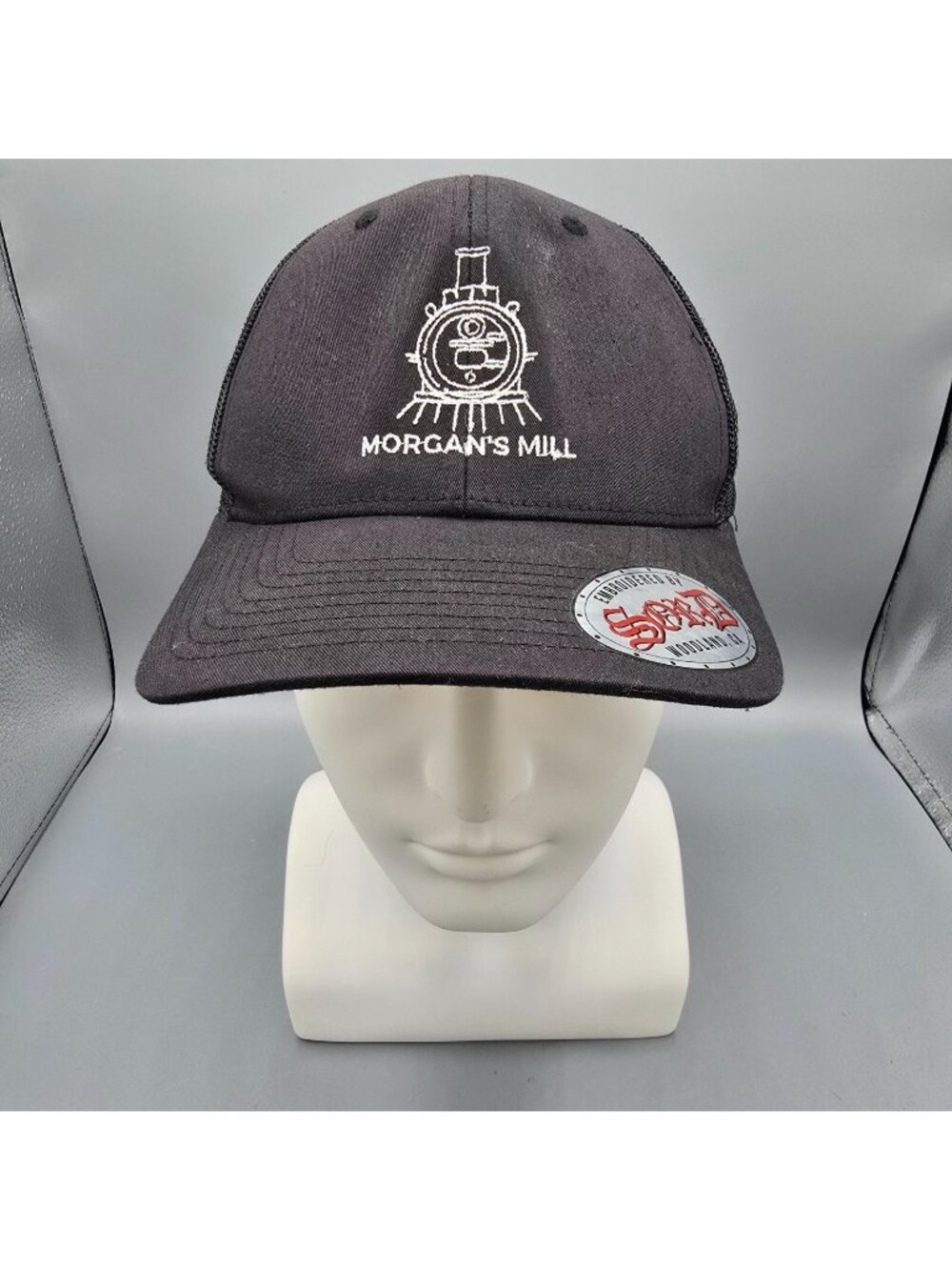 Morgan's Mill Woodland, CA Embroidered Black/White Richardson Trucker Hat *Fair